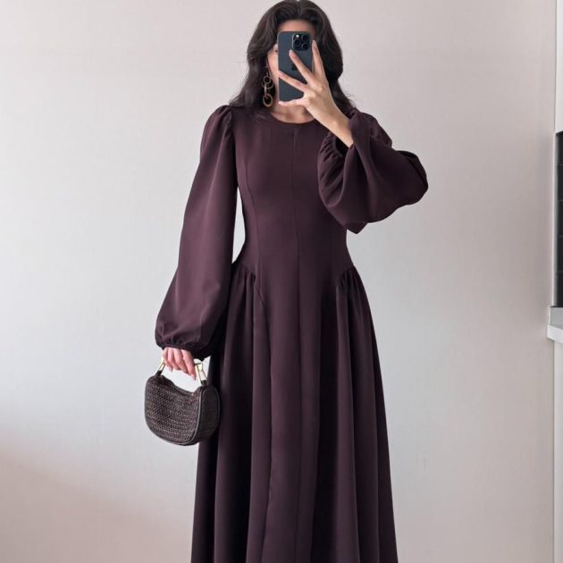 Adeline brown dress