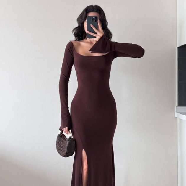 Robe luna marron chocolat