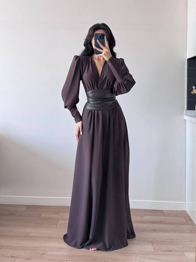 Suhane dress in deep brown