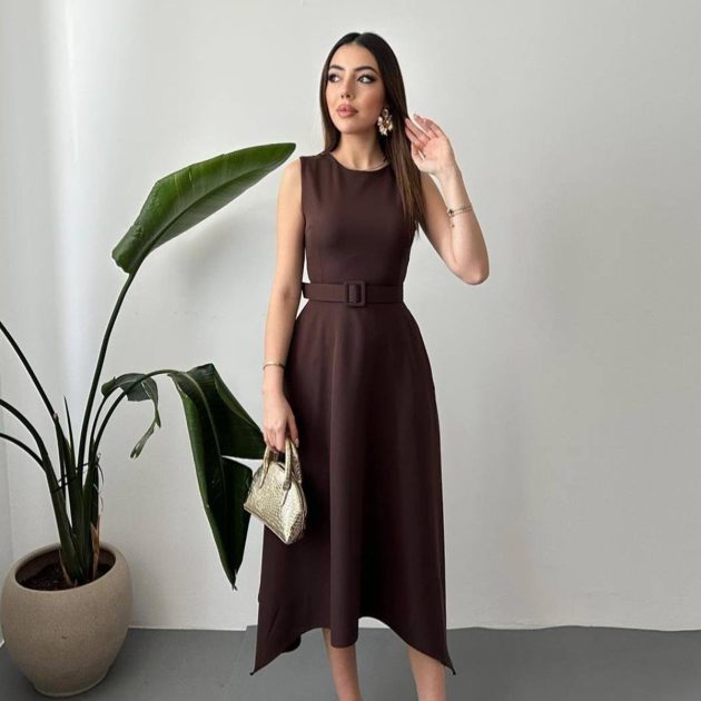 Robe Vanny en marron mocca