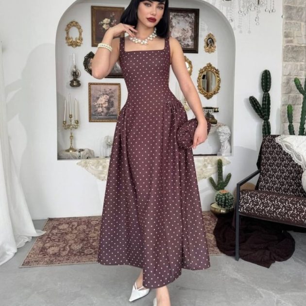 Cinderella strap mocca dress