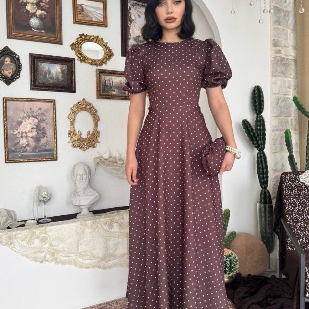 Cinderella dots mocca dress