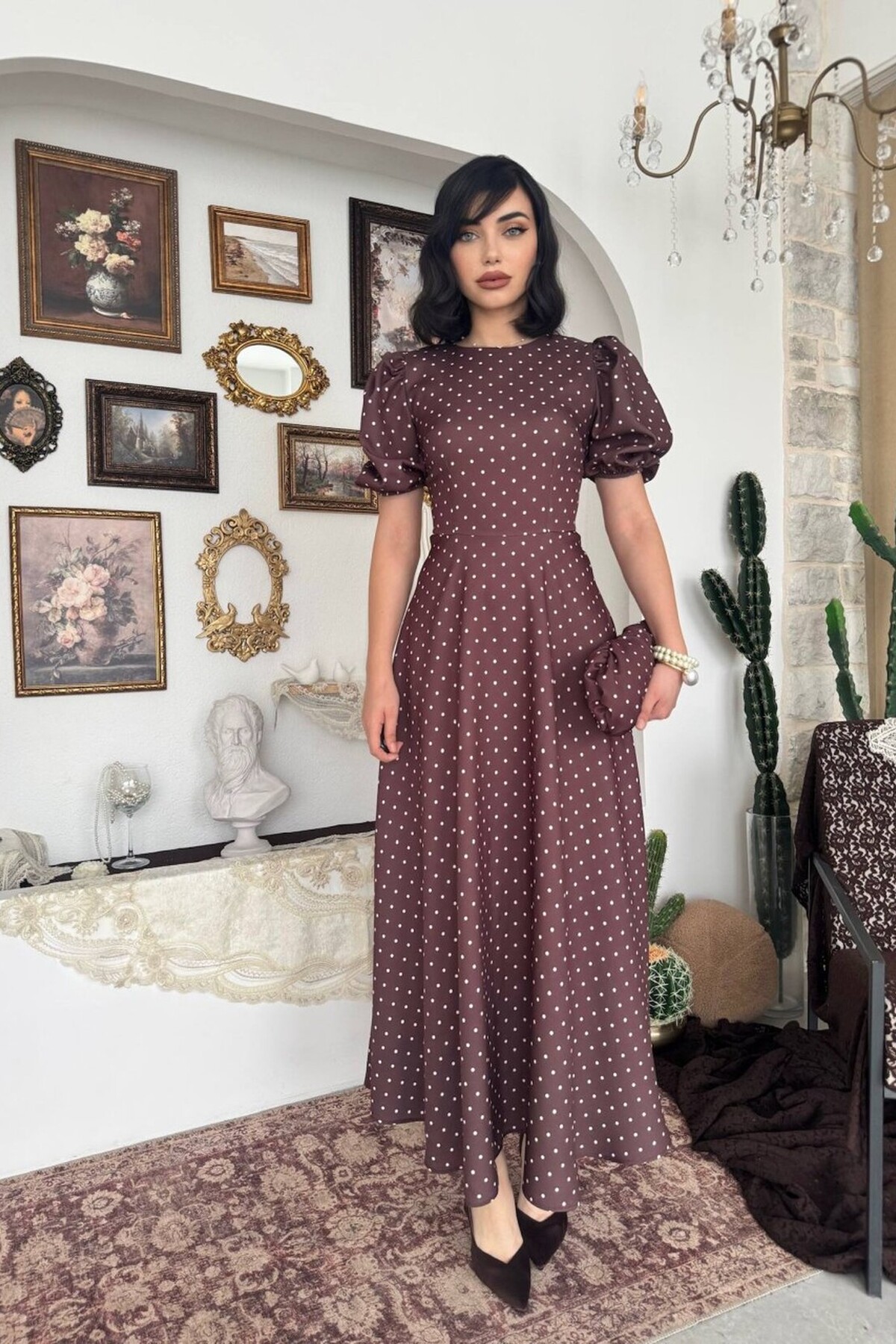 Cinderella dots mocca dress