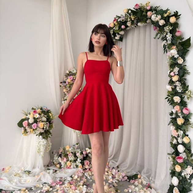 Sheery red mini dress