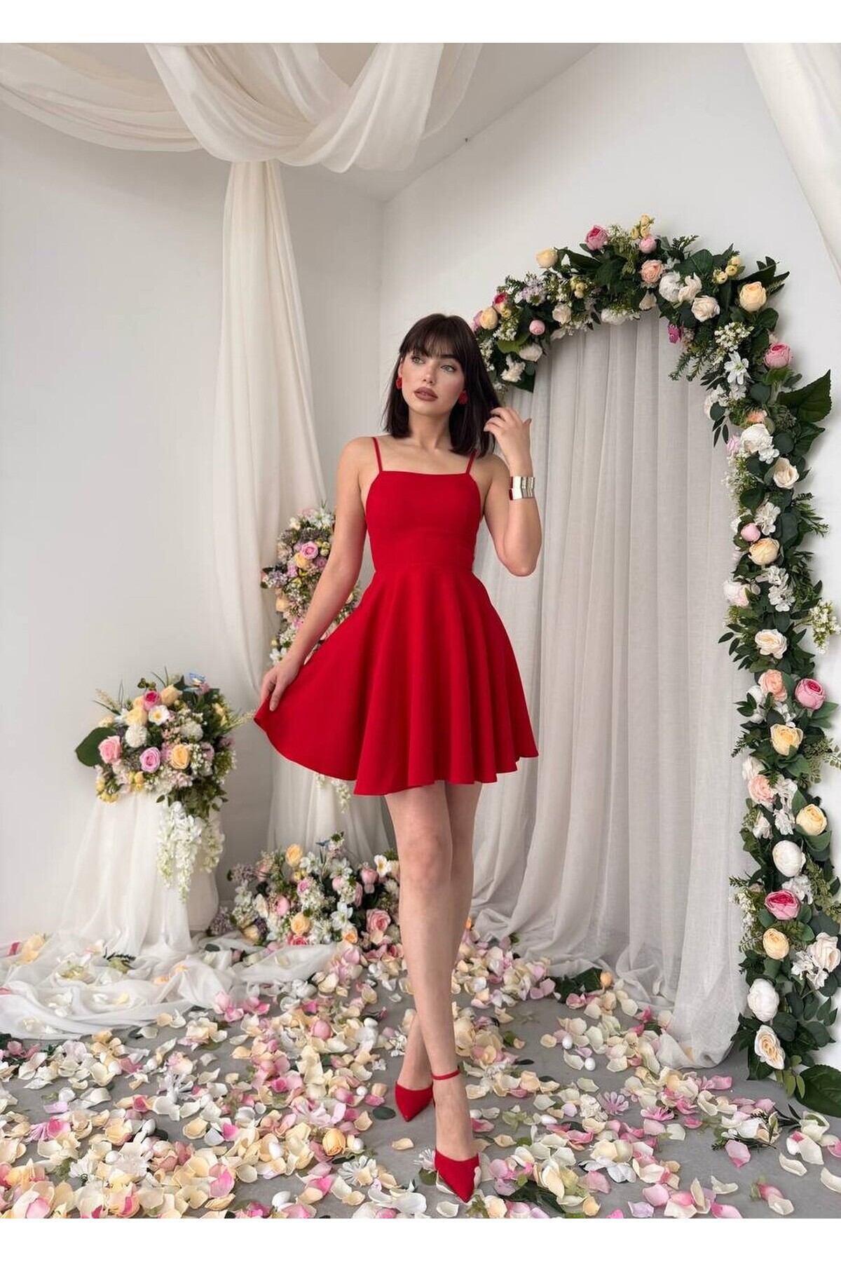 Sheery red mini dress
