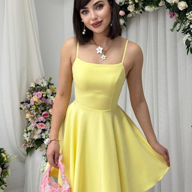 Sheery yellow mini dress