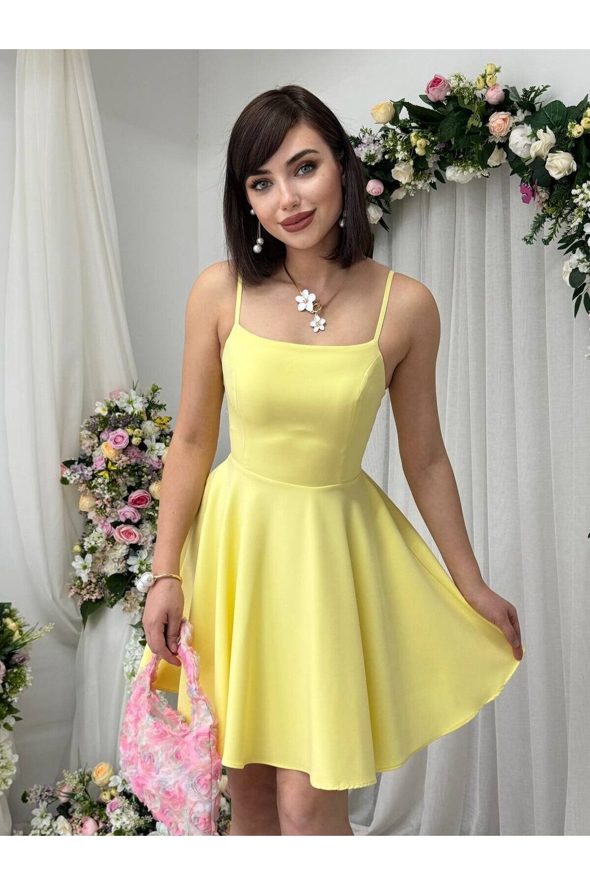 Sheery yellow mini dress