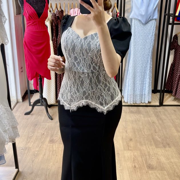 Robe Fenn noir detail dentelle
