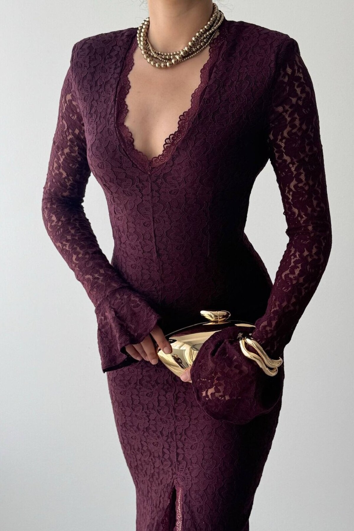 Blurry prune dentelle dress – Image 2